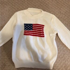 Cream Sweater with American Flag Intarsia